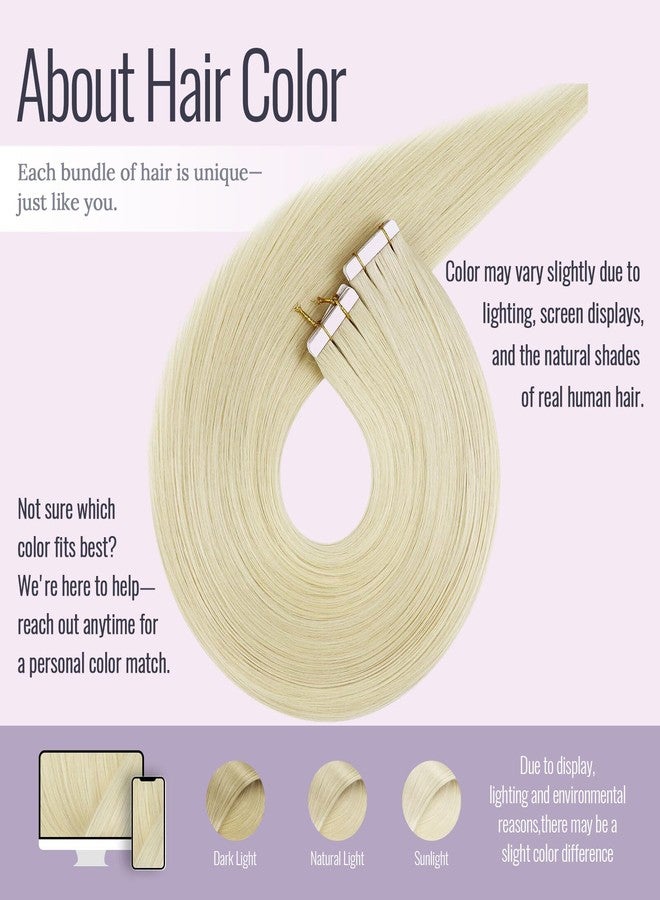 Fshine Blonde Tape in Hair Extensions Real Human Hair Color 60 Platinum Blonde Tape in Remy Extensions,Short 12 Inch 20 pcs 30 g, Perfect for Party, Birthday, or Prom Hairstyles - Image 2